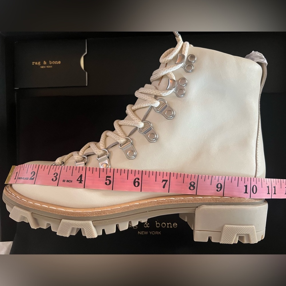 Rag & Bone Shiloh Hiking Booties Boots 9 39 NWT Lace up Cream Leather Box Lug - Picture 15 of 15